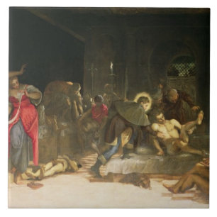 St. Roch Curing the Plague Ceramic Tile