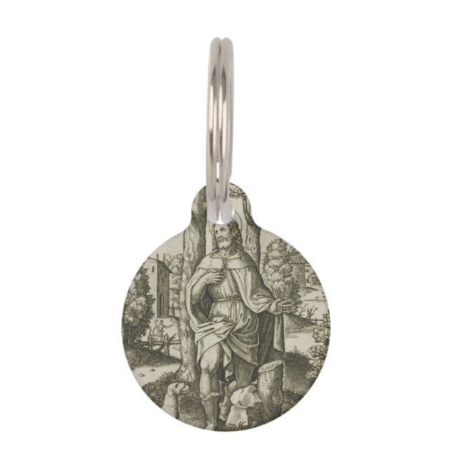 St. Roch Patron Saint of Dogs Personalised Pet Tag (Front)