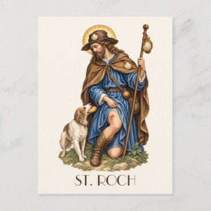 St. Roch Rocco Italian Patron Saint of Dogs Postcard