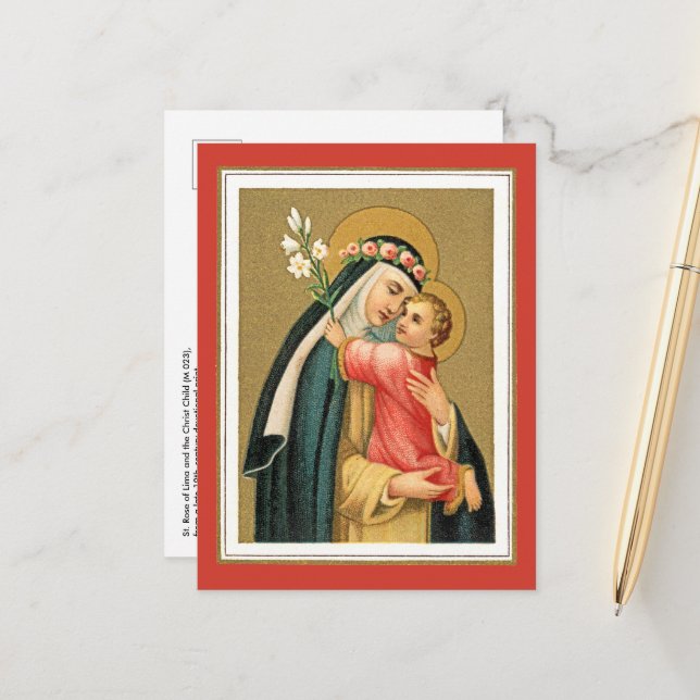 St. Rose of Lima and the Christ Child (M 023) Postcard (Front/Back In Situ)