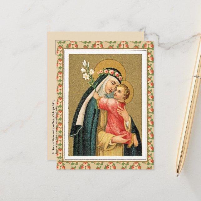 St. Rose of Lima and the Christ Child (M 023) Postcard (Front/Back In Situ)