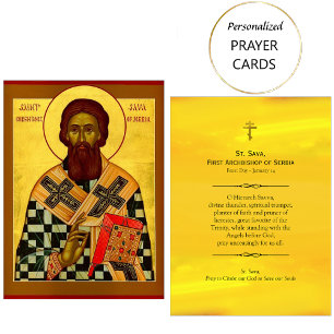St. Sava, First Archbishop of Serbia Prayer Card