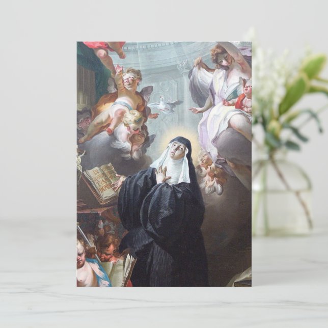 St. Scholastica Religious Nun Catholic Prayer Card (Standing Front)