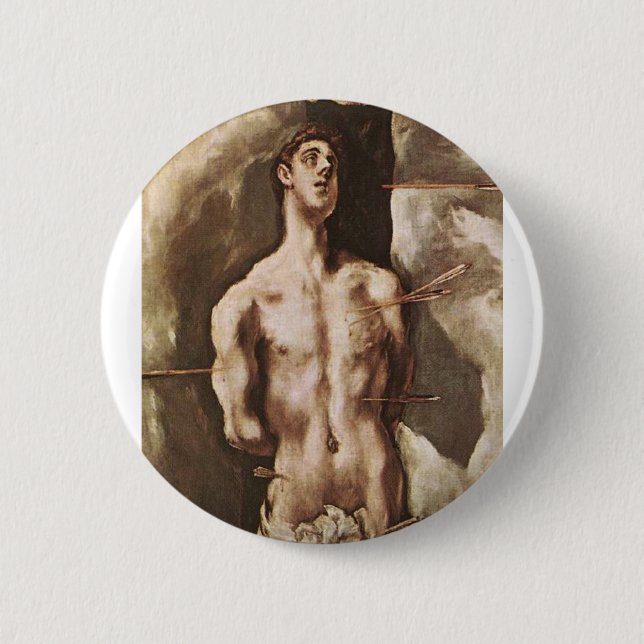 St Sebastian 6 Cm Round Badge (Front)