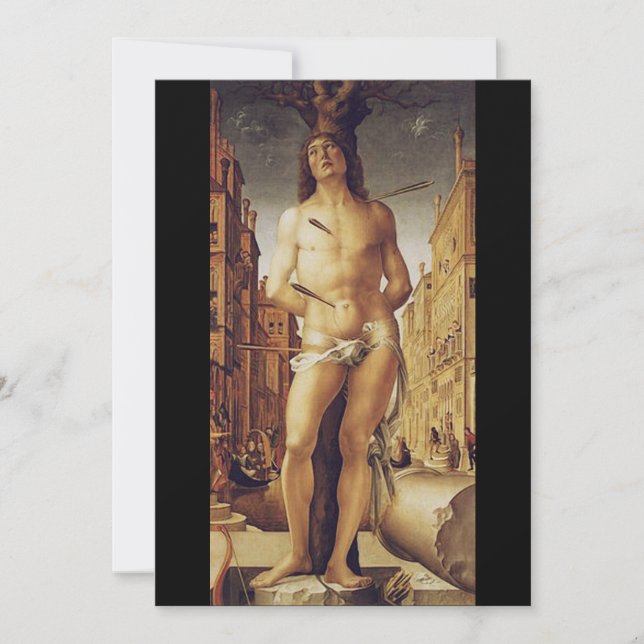 St Sebastian by Liberale Da Verona Holiday Card (Front)