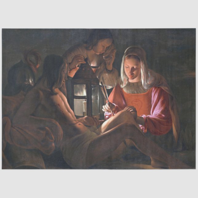 St. Sebastian Embraced by Irene, La Tour Tissue Paper (Front)