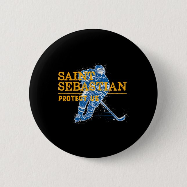 St Sebastian Hockey Patron Saint Of Sports Athlete 6 Cm Round Badge (Front)