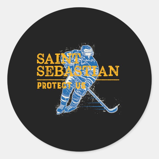 St Sebastian Hockey Patron Saint Of Sports Athlete Classic Round Sticker (Front)