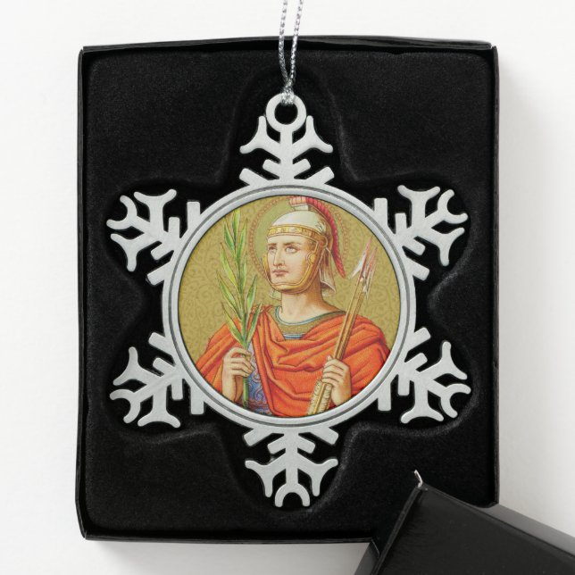 St. Sebastian (SNV 24) Snowflake Pewter Christmas Ornament (Box)