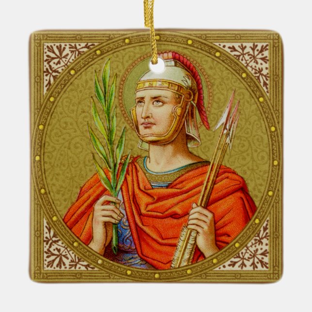 St. Sebastian (SNV 24) Square Ceramic Ceramic Ornament (Front)