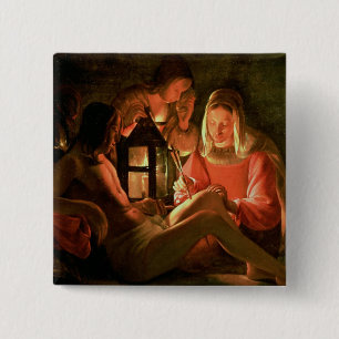 St. Sebastian tended by the Holy Woman (oil on can 15 Cm Square Badge