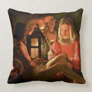 St. Sebastian tended by the Holy Woman (oil on can Cushion