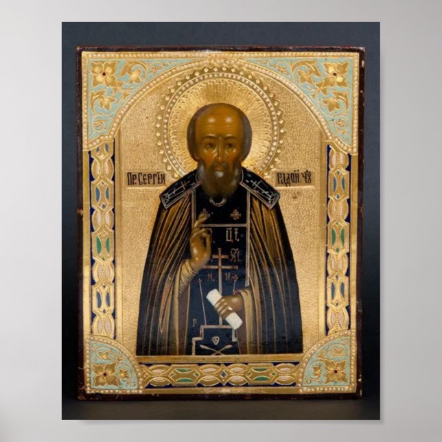 St. Sergius of Radonezh Orthodox Christian Print   (Front)