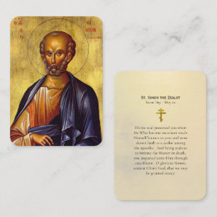 St. Simon the Zealot Orthodox Prayer Card 