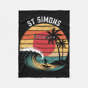 St Simons Beach Georgia Beach Surfing Fleece Blanket
