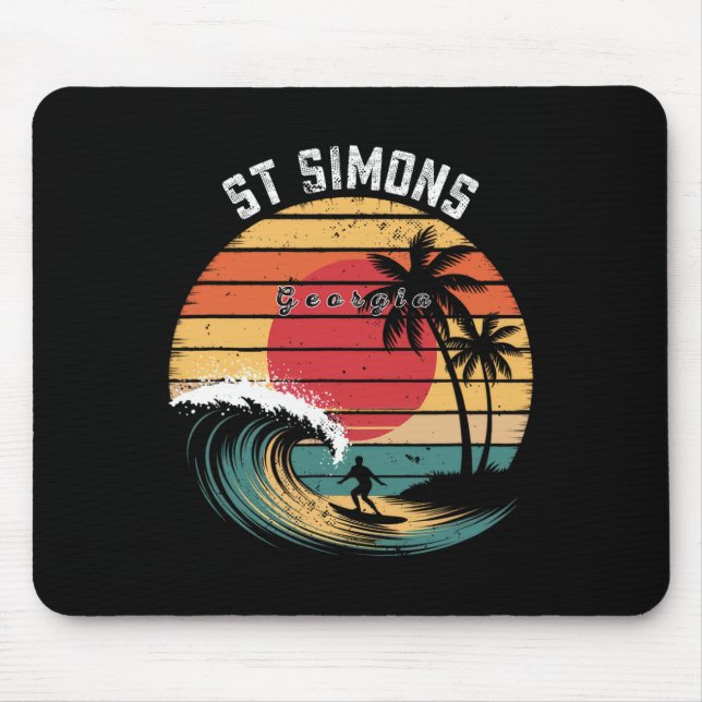St Simons Beach Georgia Beach Surfing  Mouse Pad (Front)