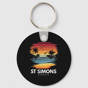 St Simons Beach Georgia Surfboard Surfing Vintage Key Ring