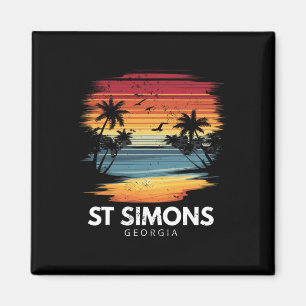 St Simons Beach Georgia Surfboard Surfing Vintage  Magnet