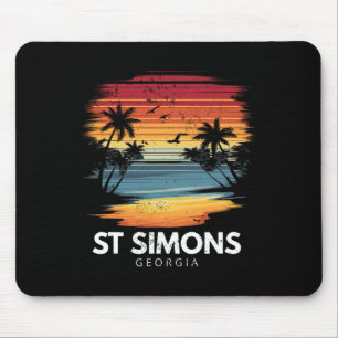 St Simons Beach Georgia Surfboard Surfing Vintage Mouse Pad