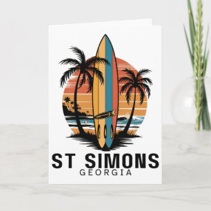 St Simons Beach Georgia Surfing Surfer _1 Card