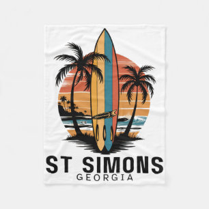 St Simons Beach Georgia Surfing Surfer _1 Fleece Blanket