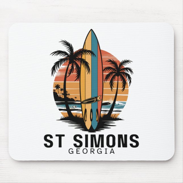 St Simons Beach Georgia Surfing Surfer _1  Mouse Pad (Front)