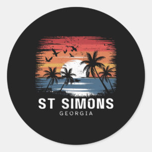 St Simons Beach Georgia Surfing Surfer Classic Round Sticker