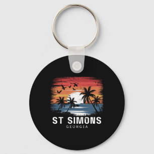 St Simons Beach Georgia Surfing Surfer Key Ring