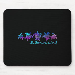 St. Simons Island Beach Design Tribal Turtle Gift  Mouse Pad