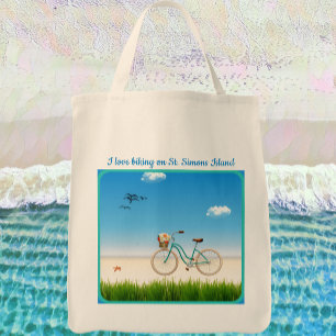 St. Simons Island GA Beach Biking Tote Bag