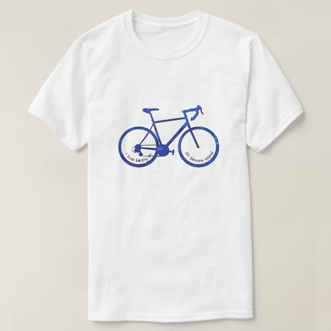St. Simons Island GA Blue Bicycle T-Shirt (Design Front)