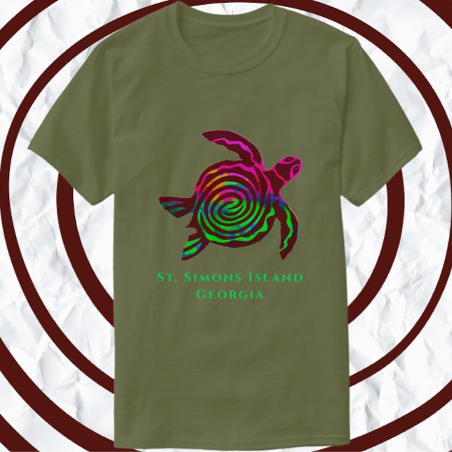 St. Simons Island GA Colourful sea turtle T-Shirt (Creator Uploaded)