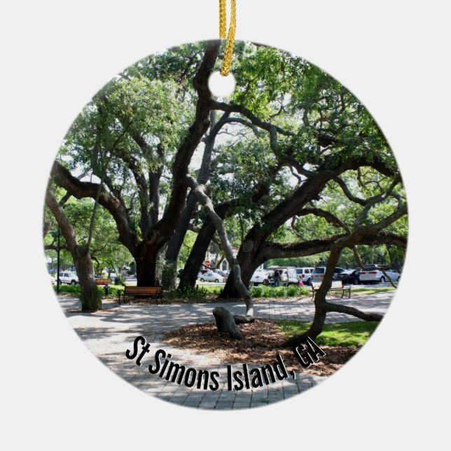 St Simons Island GA Wandering Oak Photo Ceramic Ornament (Front)