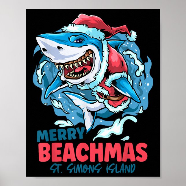 St Simons Island Georgia Merry Beachmas Christmas  Poster (Front)