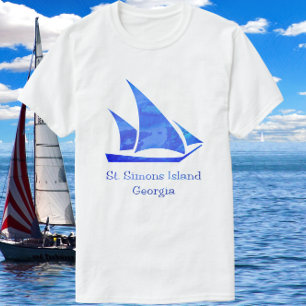 St. Simons Island Georgia Ocean Blue Sailboat T-Shirt