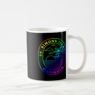 St. Simons Island Georgia Rainbow Palm Tree Beach  Coffee Mug