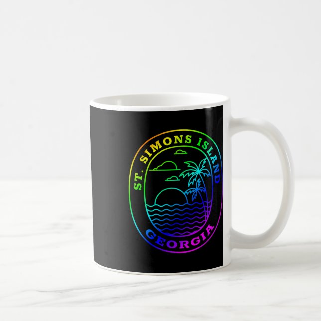 St. Simons Island Georgia Rainbow Palm Tree Beach  Coffee Mug (Right)