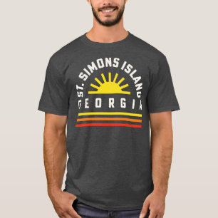 St Simons Island Georgia Retro Vintage Sunset T-Shirt