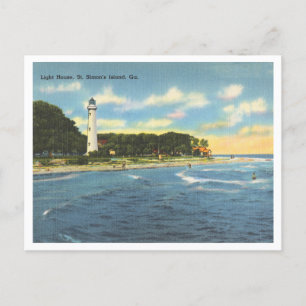 St. Simon's Island Georgia Vintage Lighthouse Postcard