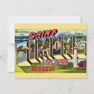 St Simons Island Retro  Postcard