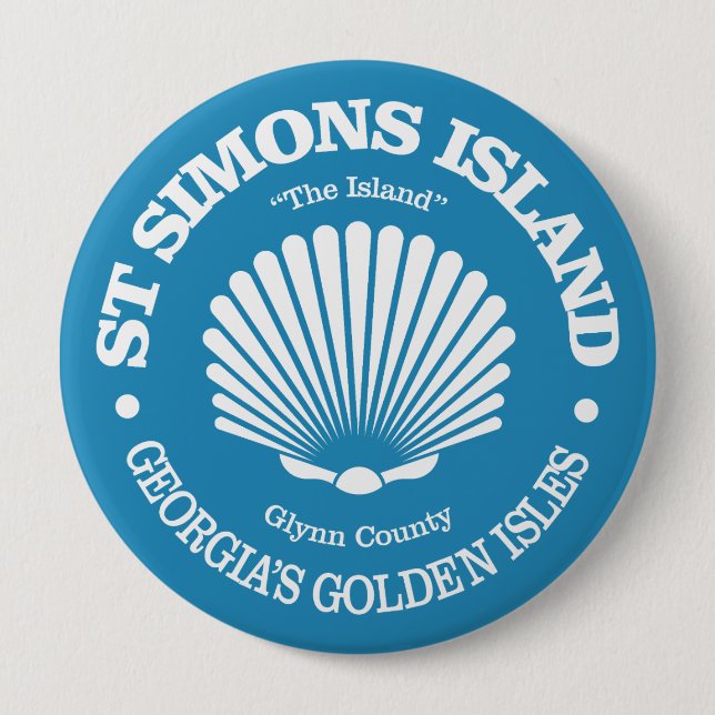 St Simons Island (seashell) 10 Cm Round Badge (Front)