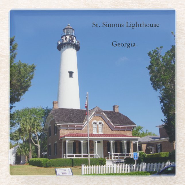 St. Simons Lighthouse glass coaster (Front)