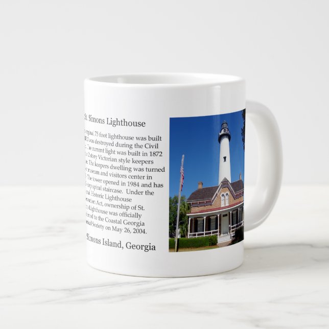St. Simons Lighthouse history speciality mug (Front Right)