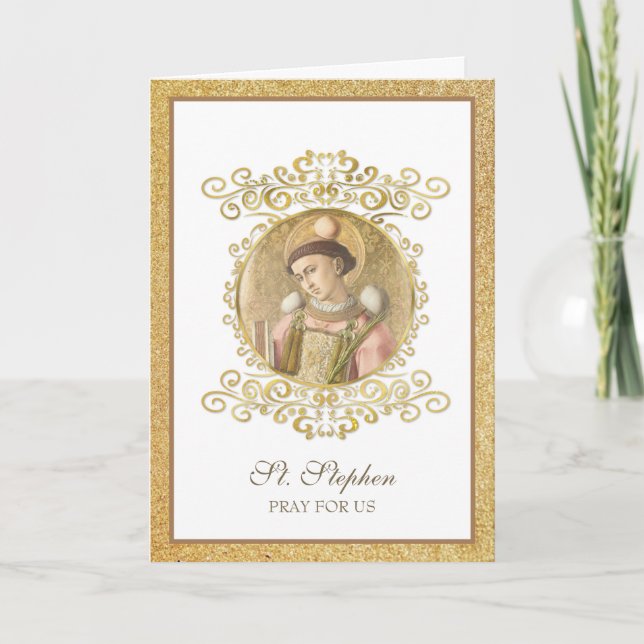 St. Stephen Catholic Patron Saint of Deacons Card (Front)
