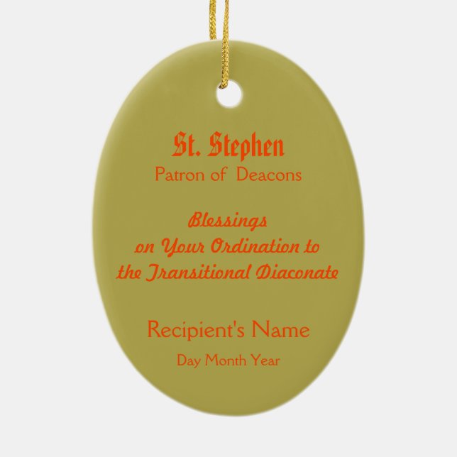St. Stephen the ProtoMartyr (PM 08) Ceramic Tree Decoration (Back)