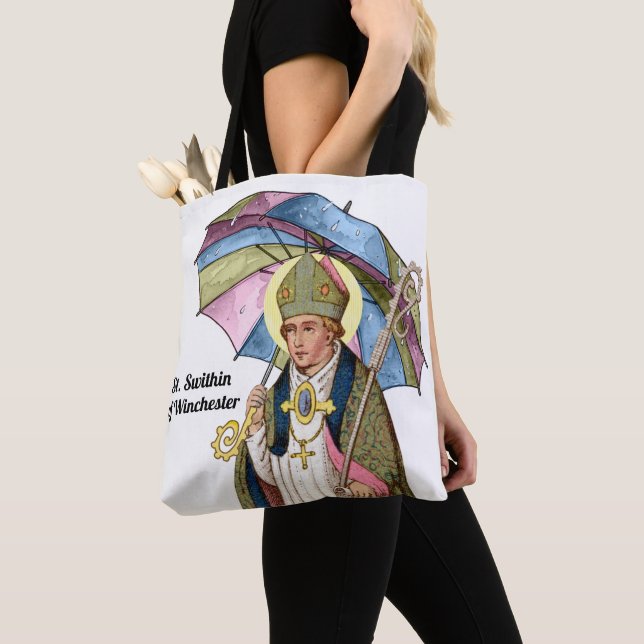 St. Swithin with Umbrella Tote Bag (Close Up)