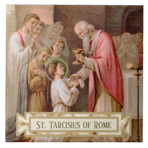 St. Tarcisius Receiving the Eucharist (BL 02) Ceramic Tile
