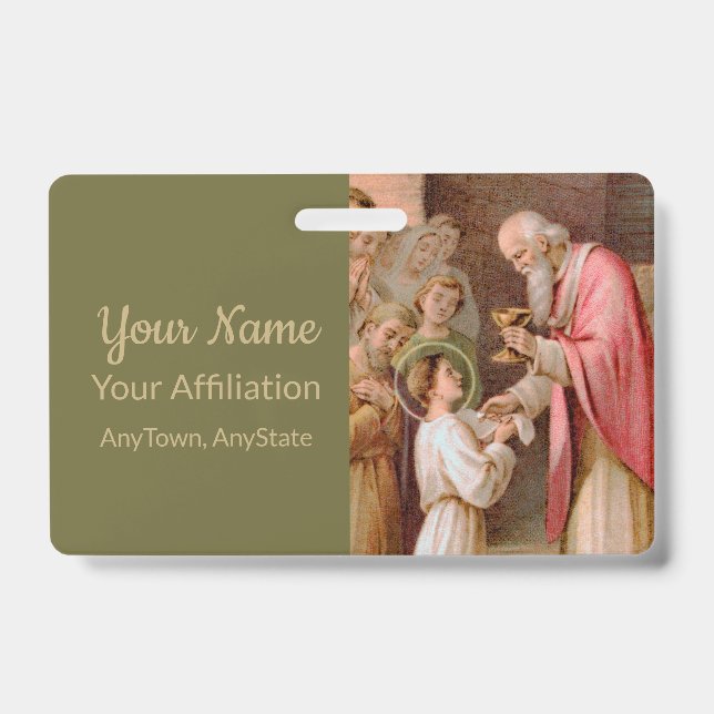 St. Tarcisius Receiving the Eucharist (BL 02) ID Badge (Front)
