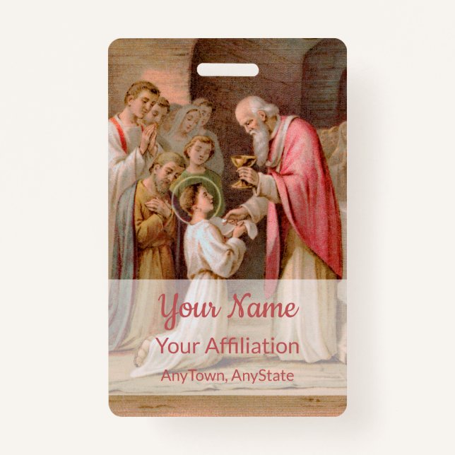 St. Tarcisius Receiving the Eucharist (BL 02) ID Badge (Front)