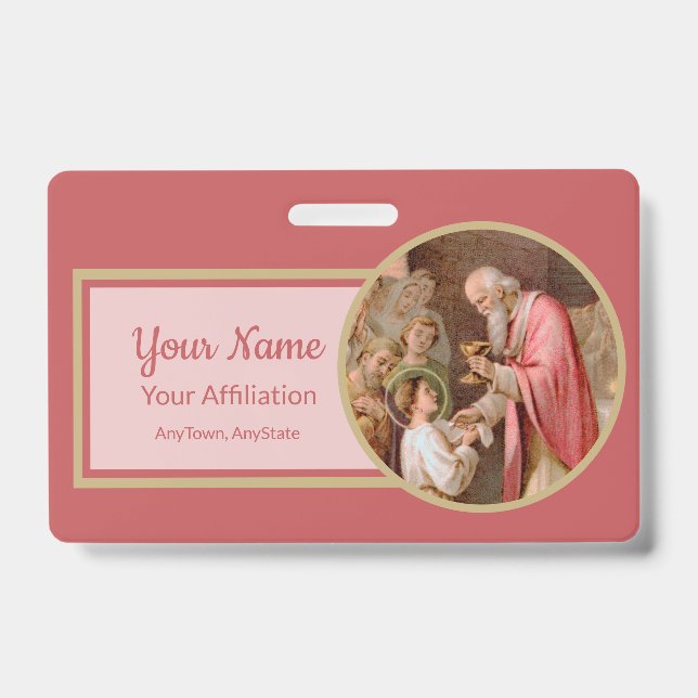 St. Tarcisius Receiving the Eucharist (BL 02) ID Badge (Front)